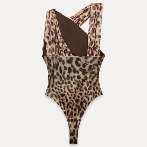Zara leopard draped bodysuit - Picture 2 of 3
